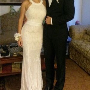 Light Blush Pink Halter Mermaid Gown